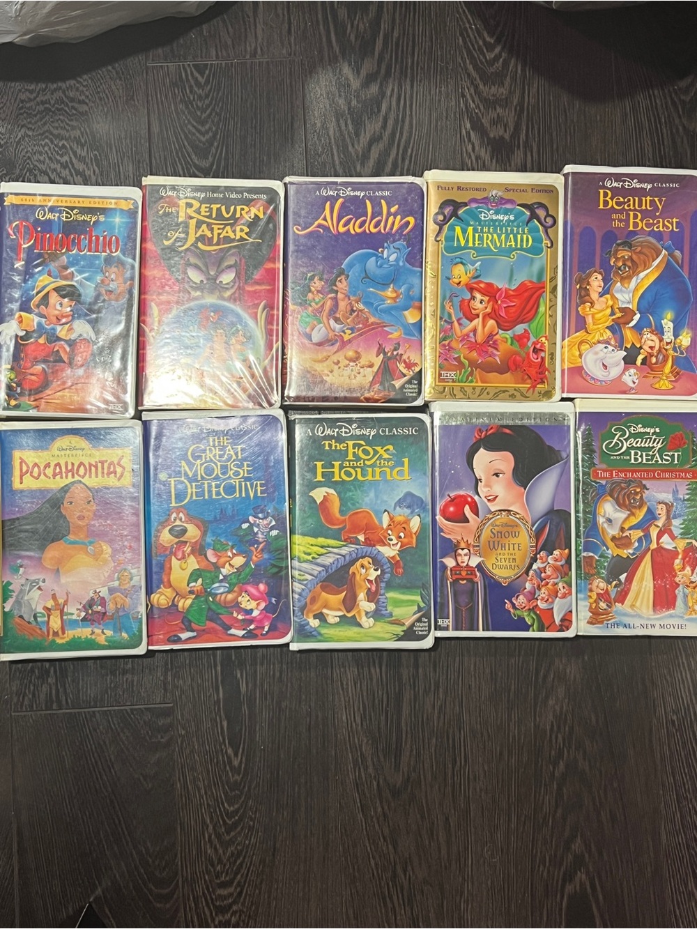 VHS Disney lot of 10 Little Mermaid Fox Hound  Snow White Pinocchio Beauty Beast